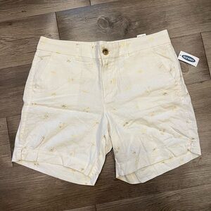 Old Navy Cream Shorts with Gold Accents